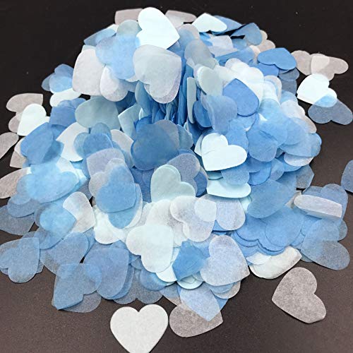Feelairy 7500 Stück Konfetti Herzen, Tissue Confetti Herz Blau Ballon Füller Papier Tabelle Konfetti für Hochzeit Geburtstag Valentinstag Party Taufe Baby Party Dekoration von Feelairy