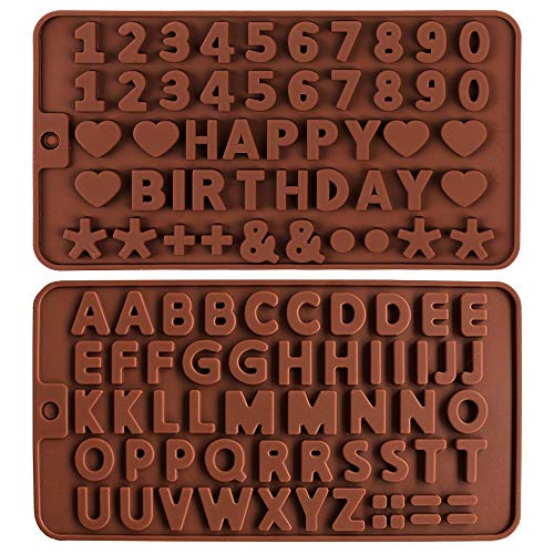2 Stück Silikon-Schokoladenform "Buchstaben und Zahlen" Silikon, Schokoladenbuchstaben und Zahlenformen Silikon Alphabet Form Silikon Schokoladenformen und Eiswürfelschalen Fondantform zum Backen von Feelava
