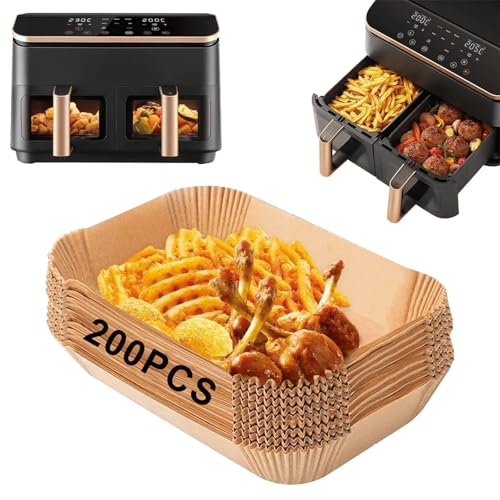Feelhap 200 Stück Airfryer Backpapier für Heißluftfritteuse Cosori 8,5L, Cookwise 9L, Airfryer Zubehör für COSORI CAF-R901-AEU Backpapier für COSORI Dual Zone Air Fryer XXL Heißluftfritteuse Zubehör von Feelhap