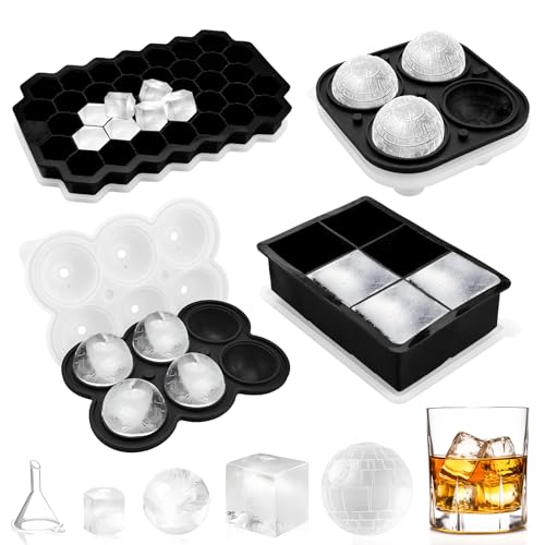 Feelhap 4 Stück Eiswürfelform Silikon,Todesstern Runde Silikon Eiswürfelform Eiskugelform Große Würfel & Sechseckige Eisformen mit Deckel und Trichter,Eiswürfelbehälter für Eis,Whiskey,Cocktail,Saft Feelhap 4 Stück Eiswürfelform Silikon,Todesstern Runde Silikon Eiswürfelform Eiskugelform Große Würfel & Sechseckige Eisformen mit Deckel und Trichter,Eiswürfelbehälter für Eis,Whiskey,Cocktail,Saft von Feelhap