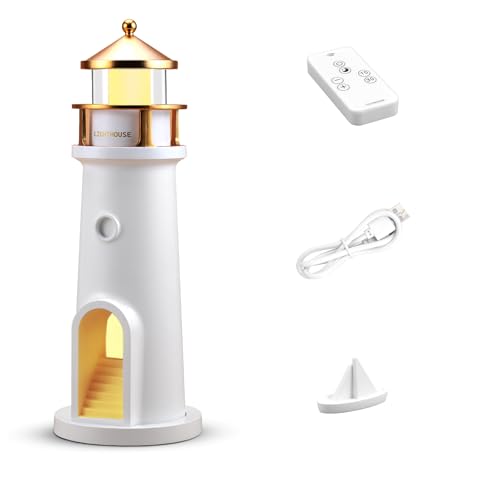 Feelhap Leuchtturm Deko, LED Leuchtturm Lampe, LED Mondlicht Projektion Leuchtturm Lampe, Leuchtfeuer mit Fernbedienung und Bluetooth Funktion, Leuchtturm Geschenk Nachtlicht Kinder für Sternenhimmel von Feelhap