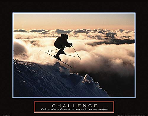 ART-PRINT-on-matt-paper-220gr- Challenge - Skifahrer in Wolken Archiv - Inspirierendes horizontales Bild Wolken Skifahrer Berg Kunstdruck 23_X_29_in von Feeling at home