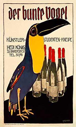 ART-PRINT-on-matt-paper-220gr- Der Bunte Vogel Weisgerber Albert - Tiere vertikale Bild Werbung Vintage Werbung Tiere Vögel Cuis Kunstdruck 40_X_24_in von Feeling at home