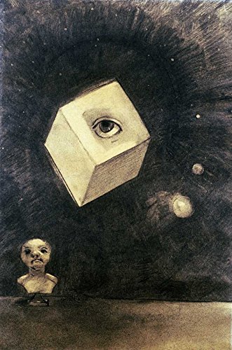 ART-PRINT-on-matt-paper-220gr- Eye Redon Odilion - Fantasy vertikales Bild Fantasy Surreal Kunstdruck 61 x 38 cm von Feeling at home
