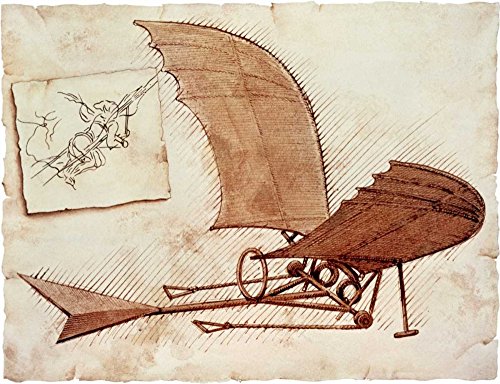 Bild auf gerollter Leinwand, Flugmaschine Da Vinci Leonardo – Architektur horizontaler Kunstdruck Architektur Figur Studien Figuren Architektur Leinwand Kunst 20_X_26_in von Feeling at home