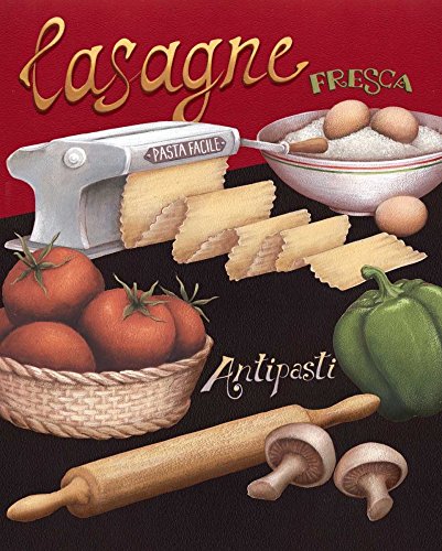 Feeling at home KUNSTDRUCK auf MATTE PAPIER 220gr Lasagne Brissonnet Daphne - Lebensmittel vertikale Poster Teigwaren Italien italienische Lebensmittelmedit Bild auf Papier cm_58_X_45 von Feeling at home
