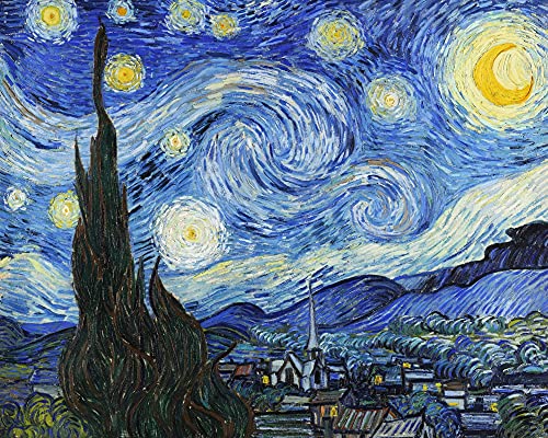 Feeling at home KUNSTDRUCK auf MATTE PAPIER 220gr Sternenklare Nacht Van Gogh Vincent - europäisch horizontal Poster Landschaften Museum Himmlische EU Bild auf Papier cm_67_X_84 von Feeling at home