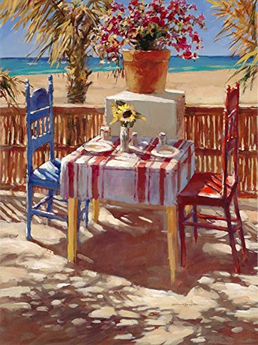 Feeling at home LEINWANDDRUCK im SCHATTENFUGENRAHMEN Seaside Cafe Heighton Brent - Meer vertikale Kunstbilder im Holzrahmen cm_78_X_59 von Feeling at home