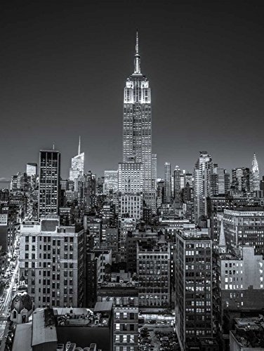 KUNSTDRUCK auf GEROLLTE LEINWAND Empire State Building mit New York City Manhattan Skyline mit Wolkenkratzern Frank Assaf - Die Architektur vertikale Leinwandbi cm_63_X_54 von Feeling at home