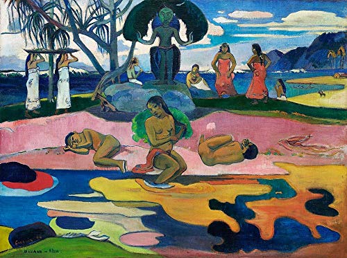 KUNSTDRUCK auf GEROLLTE LEINWAND Tag des Gottes Gauguin Paul - Tropisch horizontal Leinwandbilder auf 380gr 100%baumwolle cm_63_X_97 von Feeling at home