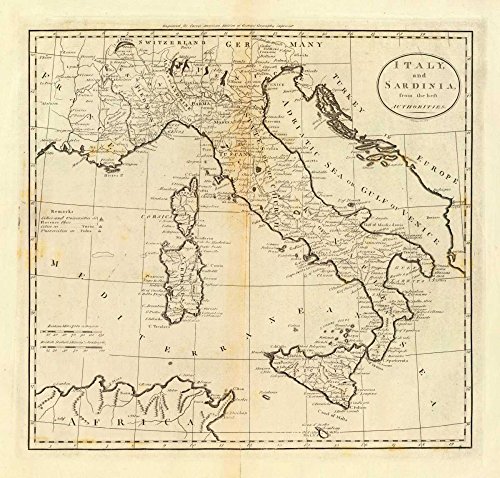 KUNSTDRUCK auf MATTE PAPIER 220gr Italien und Sardinien, 1796 Carey Mathew - europäisch horizontal Poster Karten Europa Karten ITALIEN KARTEN Bild auf Papier cm_76_X_81 von Feeling at home