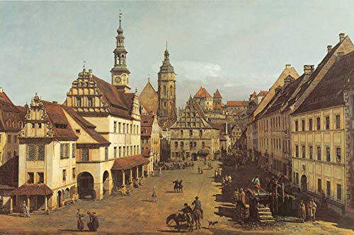 KUNSTDRUCK auf MATTE PAPIER 220gr Marktplatz in Pirna Canaletto - Stadtbild horizontal Poster Plakat-Kunst-Leinwand-Wandrahmen Bild auf Papier cm_25_X_38 von Feeling at home
