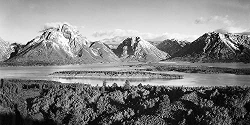 KUNSTDRUCK auf MATTE PAPIER 220gr Mt Moran und Jackson See von Signal Hill, Grand Teton National Park, Wyoming, 1941 Adams Ansel - Fotografie horizontal Poster cm_58_X_116 von Feeling at home