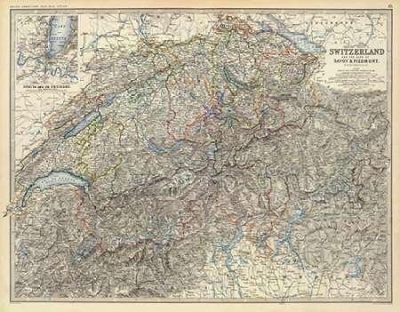 KUNSTDRUCK auf MATTE PAPIER 220gr Schweiz, Savoy, Piemont, 1861 Johnston Alexander Keith - Museo horizontal Poster Karten Bild auf Papier cm_90_X_117 von Feeling at home