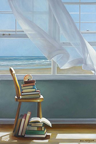 KUNSTDRUCK auf MATTE PAPIER 220gr Sommerleseliste Hollingsworth Karen - Meer vertikale Poster Küstensträndestühle Hüte in Bild auf Papier cm_101_X_66 von Feeling at home
