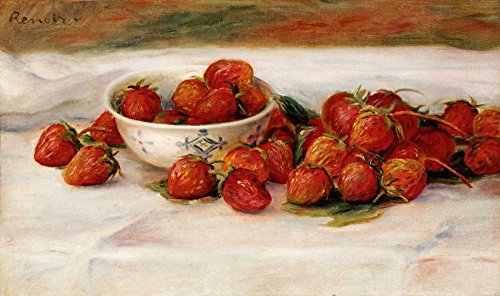 Kunst-Leinwand, auf Holz, gespannt, Erdbeeren Renoir Pierre-Auguste – Lebensmittel horizontales Bild Küche Obst und Gemüse Stillleben Küche S Fine Art Prin, 35,6 x 65,3 cm von Feeling at home