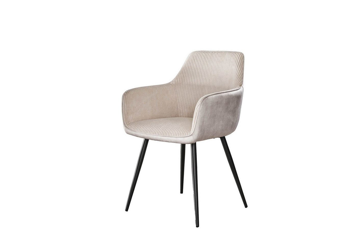 Feeling4Home Armlehnstuhl 2er-Set Armlehnstuhl Balurne - Rib-Stoff, Creme-Grau, Weicher und bequemer Stoff von Feeling4Home