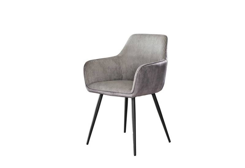 Feeling4Home Armlehnstuhl 2er-Set Armlehnstuhl Balurne - Rib-Stoff, Silber-Grau, Weicher und bequemer Stoff von Feeling4Home