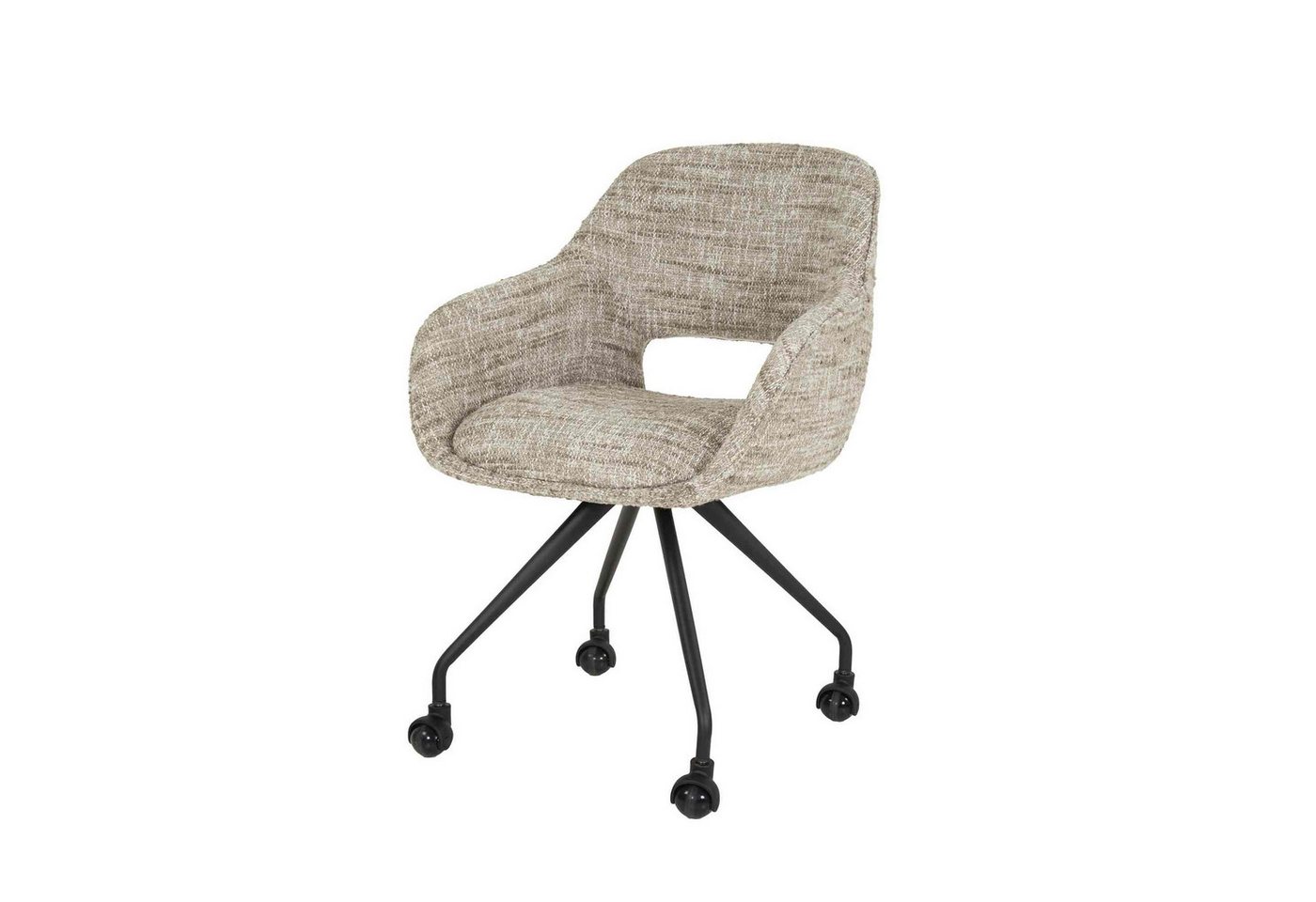 Feeling4Home Armlehnstuhl 2er-Set Armlehnstuhl Rollovato mit Rollen - Webstoff, Sand, Weicher und bequemer Stoff von Feeling4Home