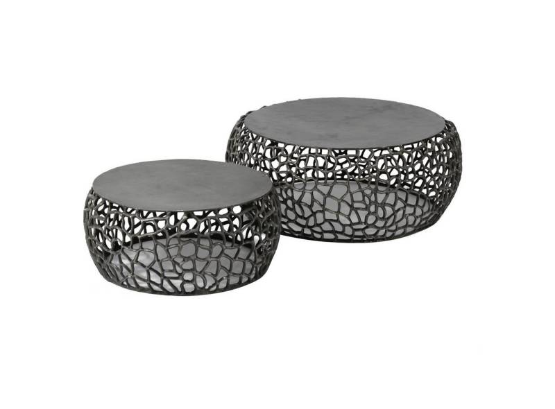 Feeling4Home Couchtisch 2er-Set Couchtisch Astilbe - Aluminium Schwarz-Nickel, Ø 55 / 75 cm, Formschöner Sandguss mit Ast-Struktur Feeling4Home Couchtisch 2er-Set Couchtisch Astilbe - Aluminium Schwarz-Nickel, Ø 55 / 75 cm, Formschöner Sandguss mit Ast-Struktur von Feeling4Home