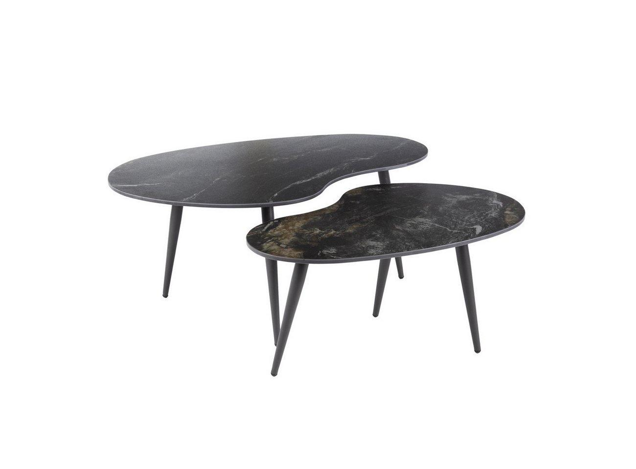 Feeling4Home Couchtisch 2er-Set Couchtisch Cerami Fossil - schwarze Keramik, Organisch, Minimalistisches Gestell mit einer marmorierten Keramikplatte Feeling4Home Couchtisch 2er-Set Couchtisch Cerami Fossil - schwarze Keramik, Organisch, Minimalistisches Gestell mit einer marmorierten Keramikplatte von Feeling4Home
