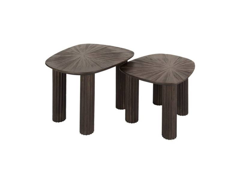 Feeling4Home Couchtisch 2er-Set Couchtisch Foray - Teakholz massiv Braun, Viereckig, Strukturierte Platte mit Schweizer Kante & geriffelten Tischbeine Feeling4Home Couchtisch 2er-Set Couchtisch Foray - Teakholz massiv Braun, Viereckig, Strukturierte Platte mit Schweizer Kante & geriffelten Tischbeine von Feeling4Home