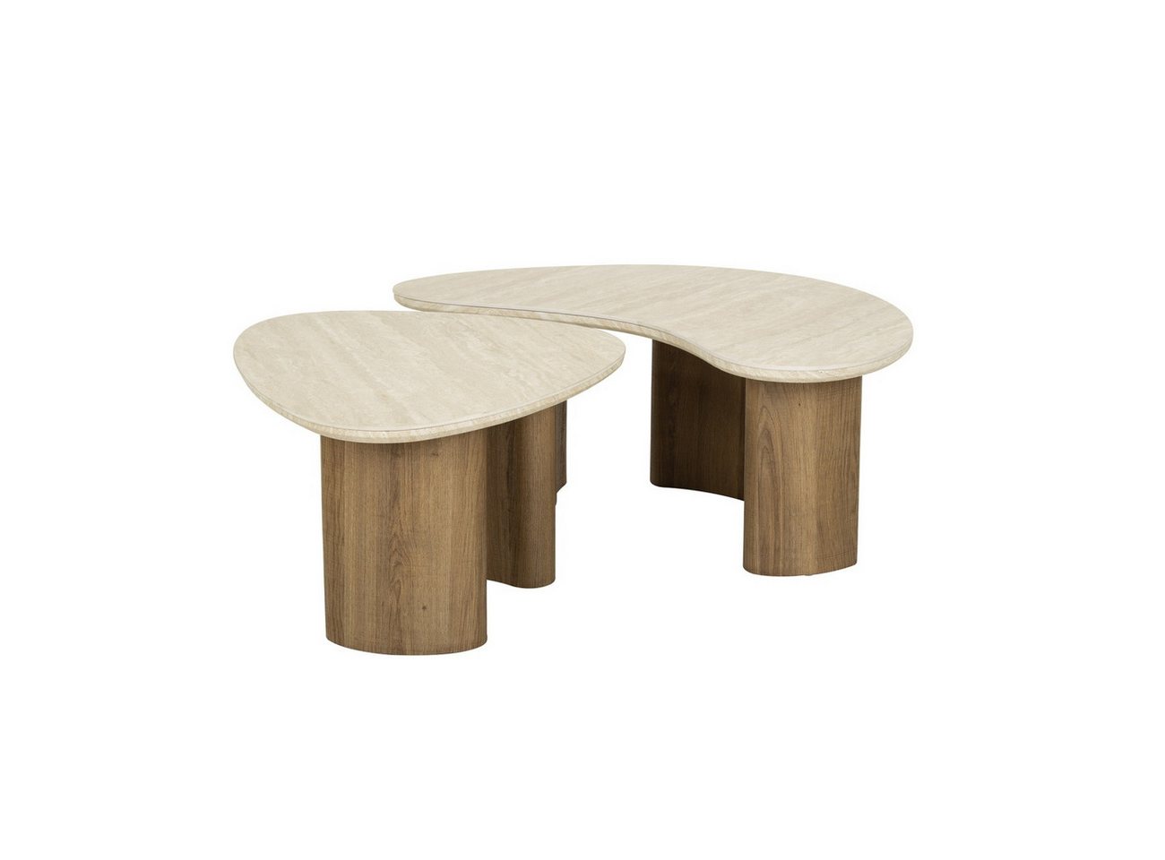 Feeling4Home Couchtisch 2er-Set Couchtisch Joradis - Keramik in Travertin-Optik, Organisch, Luxuriöse Keramikplatte in Travertin-Optik, Schweizer Kante von Feeling4Home