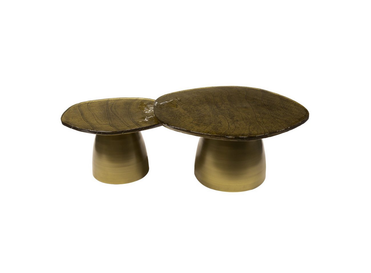 Feeling4Home Couchtisch 2er-Set Couchtisch Klidun Cone - Glas & Metall, Antikgold, Organisch geformte, robuste und gewellte Glasplatte Feeling4Home Couchtisch 2er-Set Couchtisch Klidun Cone - Glas & Metall, Antikgold, Organisch geformte, robuste und gewellte Glasplatte von Feeling4Home