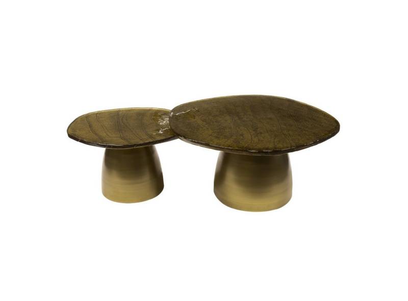 Feeling4Home Couchtisch 2er-Set Couchtisch Klidun Cone - Glas & Metall, Antikgold, Organisch geformte, robuste und gewellte Glasplatte Feeling4Home Couchtisch 2er-Set Couchtisch Klidun Cone - Glas & Metall, Antikgold, Organisch geformte, robuste und gewellte Glasplatte von Feeling4Home