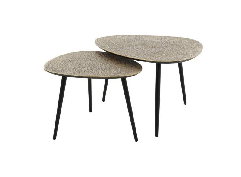 Feeling4Home Couchtisch 2er-Set Couchtisch Metlule - Metall in Gold, Dreieckig, Tischplatte mit strukturierter Oberfläche von Feeling4Home