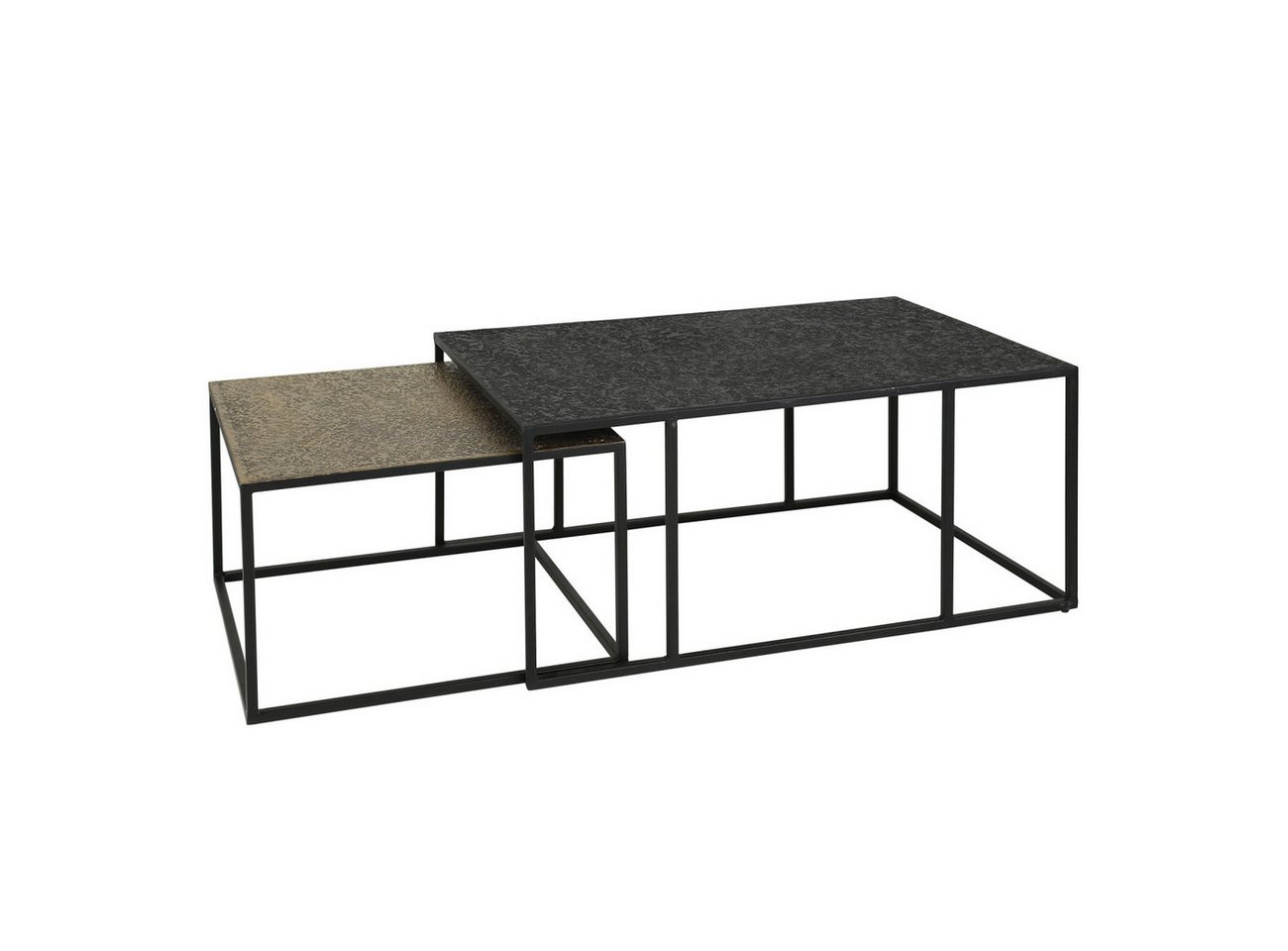 Feeling4Home Couchtisch 2er-Set Couchtisch Metlule Mix - Metall Antike Bronze/Schwarz, Tischplatte mit strukturierter Oberfläche von Feeling4Home
