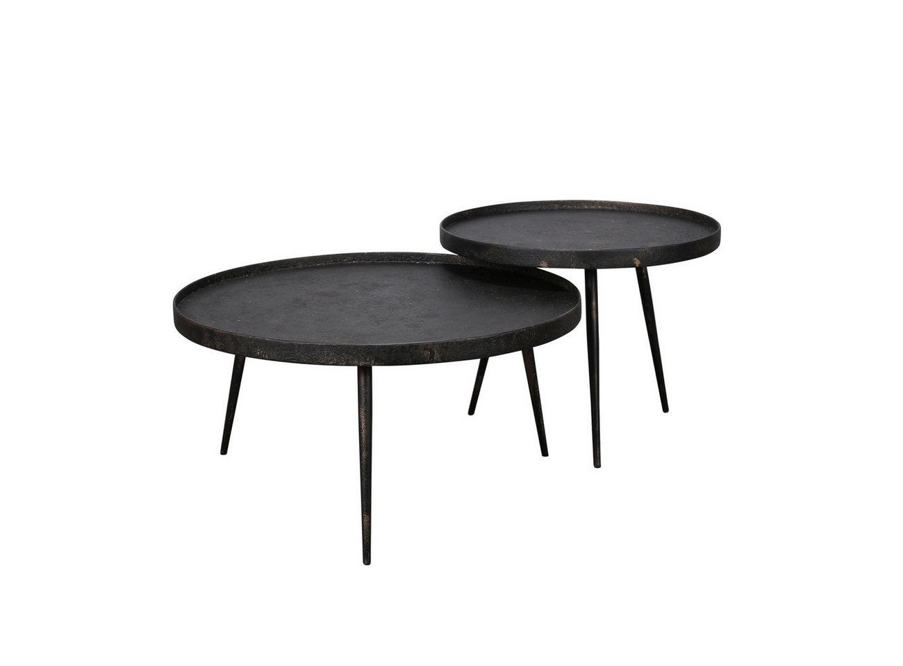 Feeling4Home Couchtisch 2er-Set Couchtisch Metonira - Metall Schwarz-Bronze, erhöhter Rand, Strukturierte Oberfläche im Antik-Look von Feeling4Home