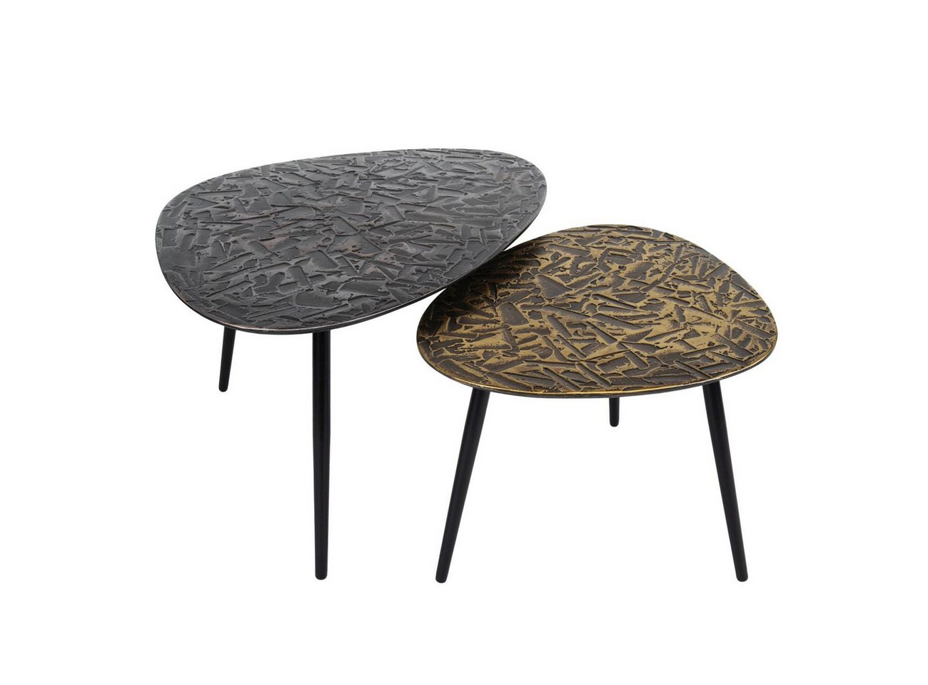 Feeling4Home Couchtisch 2er-Set Couchtisch Nopal - Metall Bronze-Silber, Dreieckig, Mit strukturierter Oberfläche in gehämmerter Optik Feeling4Home Couchtisch 2er-Set Couchtisch Nopal - Metall Bronze-Silber, Dreieckig, Mit strukturierter Oberfläche in gehämmerter Optik von Feeling4Home