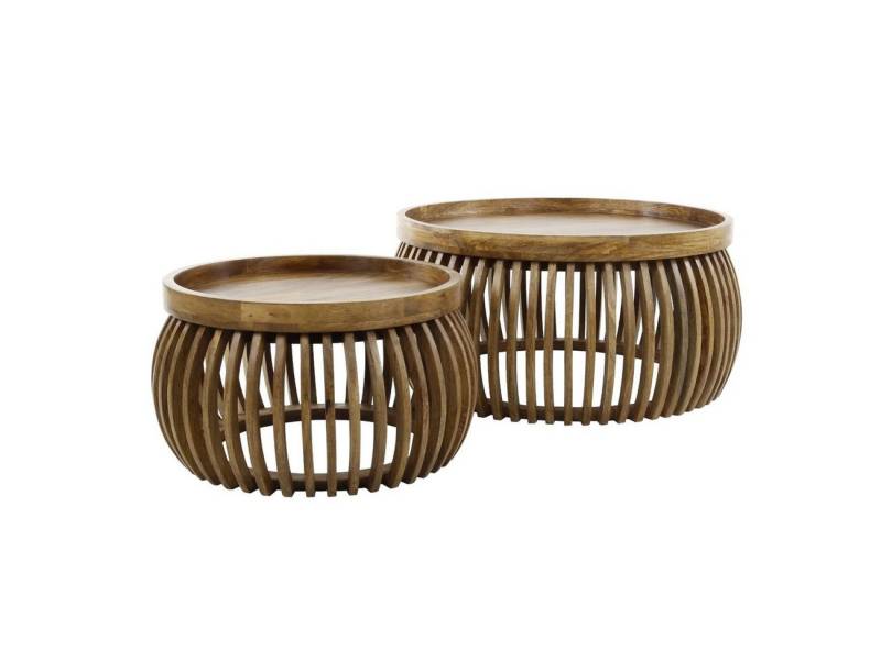 Feeling4Home Couchtisch 2er-Set Couchtisch Tamil - Mangoholz massiv Braun, Ø 55 / 78 cm, Gebogener Tischgestell mit Stäben Feeling4Home Couchtisch 2er-Set Couchtisch Tamil - Mangoholz massiv Braun, Ø 55 / 78 cm, Gebogener Tischgestell mit Stäben von Feeling4Home