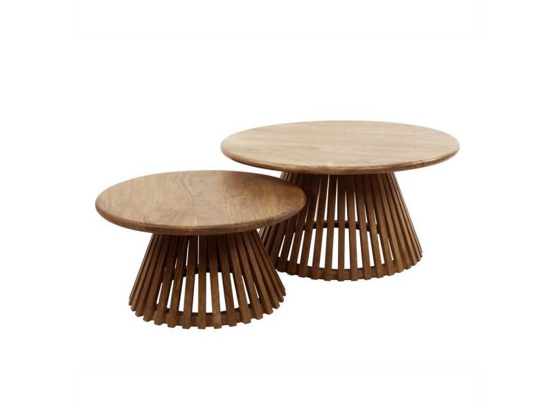 Feeling4Home Couchtisch 2er-Set Couchtisch Tamil - Mangoholz massiv Braun, Ø 60 / 80 cm, Kegelförmiges Tischgestell mit Stäben Feeling4Home Couchtisch 2er-Set Couchtisch Tamil - Mangoholz massiv Braun, Ø 60 / 80 cm, Kegelförmiges Tischgestell mit Stäben von Feeling4Home