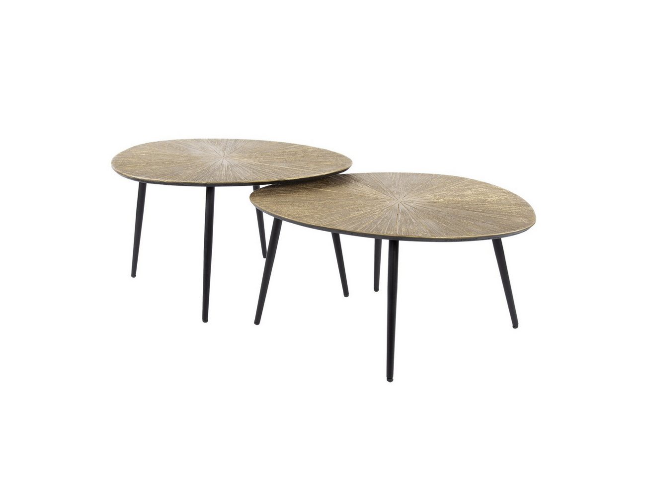 Feeling4Home Couchtisch 2er-Set Couchtisch Taroya - Metall in Gold, Dreieckig, Tischplatte mit Strahlenstruktur Feeling4Home Couchtisch 2er-Set Couchtisch Taroya - Metall in Gold, Dreieckig, Tischplatte mit Strahlenstruktur von Feeling4Home
