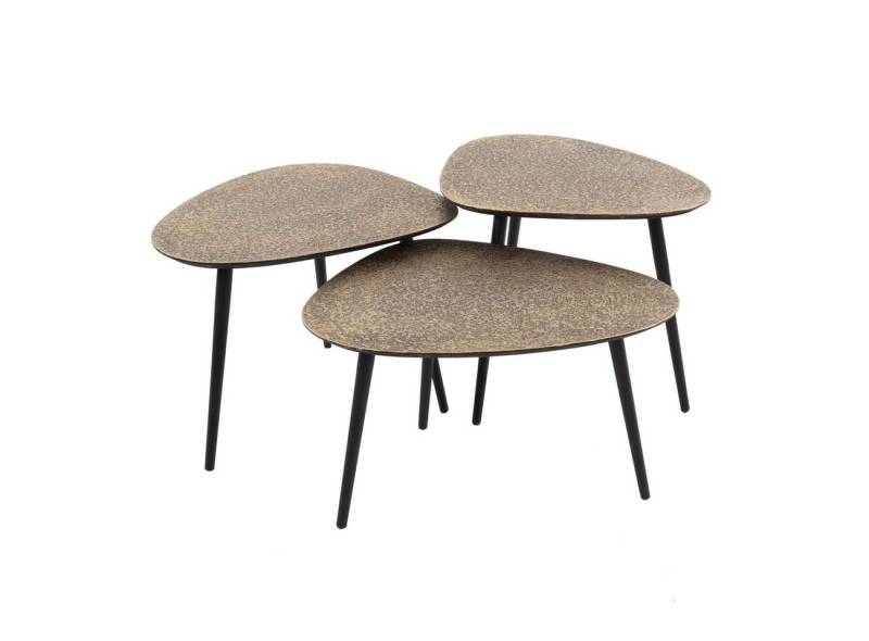 Feeling4Home Couchtisch 3er-Set Couchtisch Metlule - Metall in Gold, Dreieckig, Tischplatte mit strukturierter Oberfläche Feeling4Home Couchtisch 3er-Set Couchtisch Metlule - Metall in Gold, Dreieckig, Tischplatte mit strukturierter Oberfläche von Feeling4Home