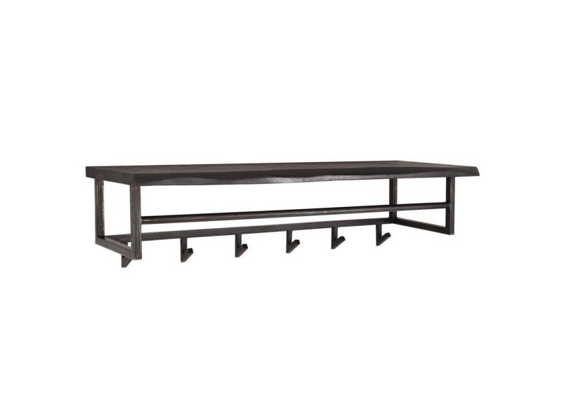 Feeling4Home Garderobe Garderobe Cheyuzi - Akazie massiv Schwarz, mit Hutablage & 6 Haken, Unikat, Hutablage mit feiner Maserung und schwarzem Finish Feeling4Home Garderobe Garderobe Cheyuzi - Akazie massiv Schwarz, mit Hutablage & 6 Haken, Unikat, Hutablage mit feiner Maserung und schwarzem Finish von Feeling4Home