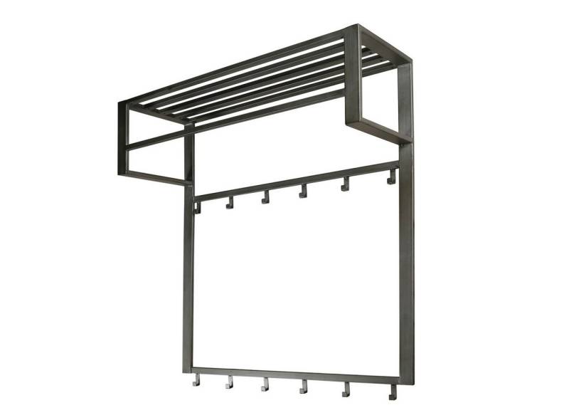 Feeling4Home Garderobe Garderobe Oretavi - Metall in Grau, Hutablage, 12 Haken & Stange, Silber-Finish Feeling4Home Garderobe Garderobe Oretavi - Metall in Grau, Hutablage, 12 Haken & Stange, Silber-Finish von Feeling4Home