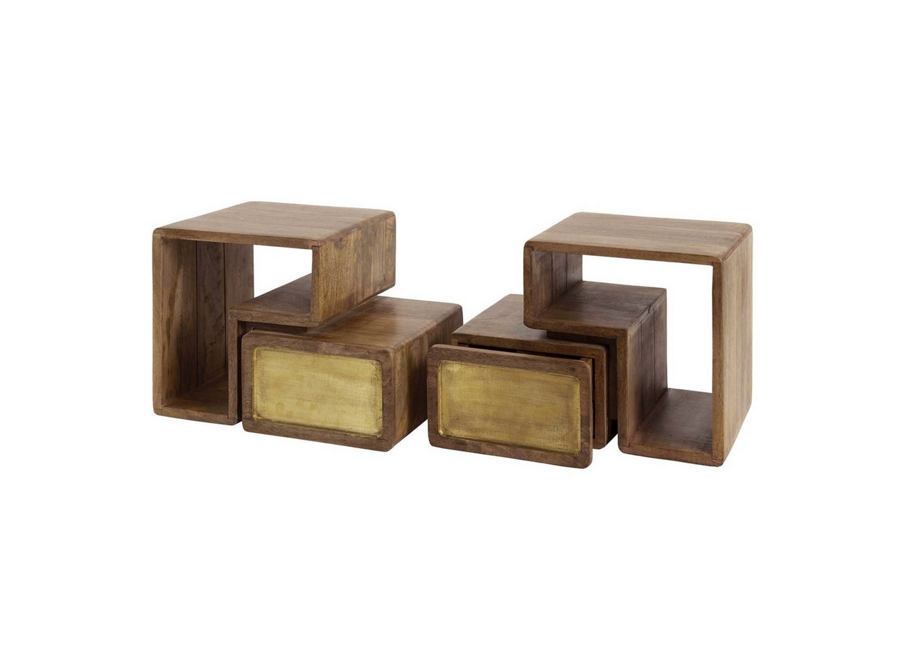 Feeling4Home Nachttisch 2er-Set Nachttisch Latona - Mangoholz Braun, Schublade & Fach, Schwebendes Design mit Schubladefront in Messingoptik Feeling4Home Nachttisch 2er-Set Nachttisch Latona - Mangoholz Braun, Schublade & Fach, Schwebendes Design mit Schubladefront in Messingoptik von Feeling4Home