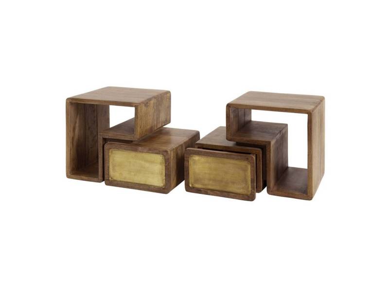 Feeling4Home Nachttisch 2er-Set Nachttisch Latona - Mangoholz Braun, Schublade & Fach, Schwebendes Design mit Schubladefront in Messingoptik Feeling4Home Nachttisch 2er-Set Nachttisch Latona - Mangoholz Braun, Schublade & Fach, Schwebendes Design mit Schubladefront in Messingoptik von Feeling4Home