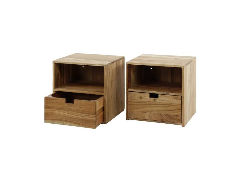 Feeling4Home Nachttisch 2er-Set Nachttisch Qidero - Akazienholz massiv Natur, Schublade & Fach, Schwebeoptik mit Metallhalterung Feeling4Home Nachttisch 2er-Set Nachttisch Qidero - Akazienholz massiv Natur, Schublade & Fach, Schwebeoptik mit Metallhalterung von Feeling4Home