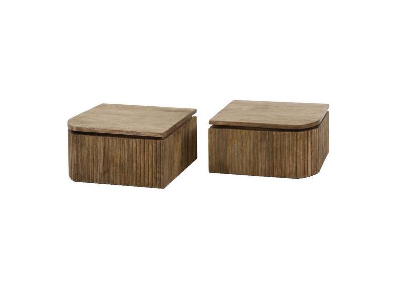 Feeling4Home Nachttisch 2er-Set Nachttisch Vagula - Mangoholz massiv Natur, mit Schublade, Schwebeoptik mit geriffelter Oberfläche Feeling4Home Nachttisch 2er-Set Nachttisch Vagula - Mangoholz massiv Natur, mit Schublade, Schwebeoptik mit geriffelter Oberfläche von Feeling4Home