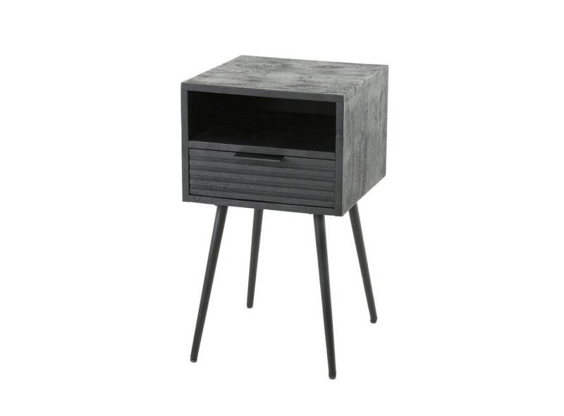 Feeling4Home Nachttisch Nachttisch Lari - Mangoholz massiv in Schwarz, mit geriffelter Front, Mit geriffelter Schubladefront Feeling4Home Nachttisch Nachttisch Lari - Mangoholz massiv in Schwarz, mit geriffelter Front, Mit geriffelter Schubladefront von Feeling4Home