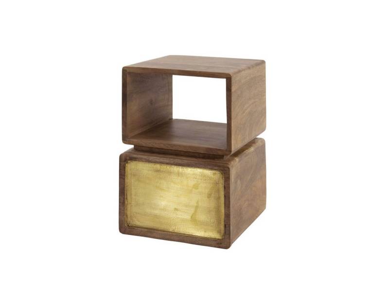 Feeling4Home Nachttisch Nachttisch Latona - Mangoholz massiv Braun, Quadratisch, Kastenförmiges Design mit Schubladefront in Messingoptik Feeling4Home Nachttisch Nachttisch Latona - Mangoholz massiv Braun, Quadratisch, Kastenförmiges Design mit Schubladefront in Messingoptik von Feeling4Home