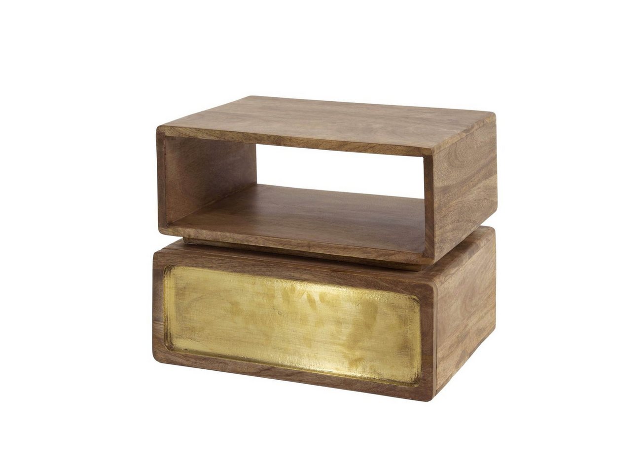 Feeling4Home Nachttisch Nachttisch Latona - Mangoholz massiv Braun, Rechteckig, Schwebendes Design mit Schubladefront in Messingoptik Feeling4Home Nachttisch Nachttisch Latona - Mangoholz massiv Braun, Rechteckig, Schwebendes Design mit Schubladefront in Messingoptik von Feeling4Home