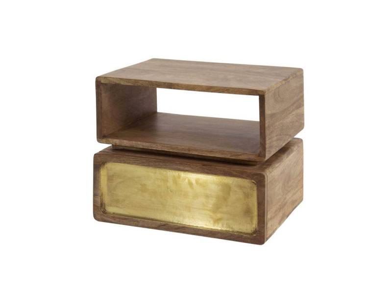 Feeling4Home Nachttisch Nachttisch Latona - Mangoholz massiv Braun, Rechteckig, Schwebendes Design mit Schubladefront in Messingoptik Feeling4Home Nachttisch Nachttisch Latona - Mangoholz massiv Braun, Rechteckig, Schwebendes Design mit Schubladefront in Messingoptik von Feeling4Home