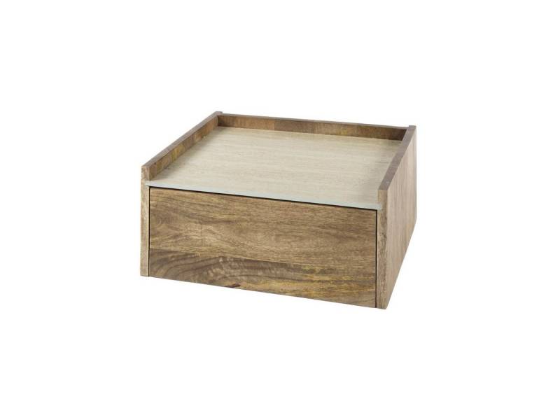Feeling4Home Nachttisch Nachttisch Tratin - Mangoholz massiv Natur, mit 1 Schublade, Platte aus Keramik in Travertin-Optik Feeling4Home Nachttisch Nachttisch Tratin - Mangoholz massiv Natur, mit 1 Schublade, Platte aus Keramik in Travertin-Optik von Feeling4Home