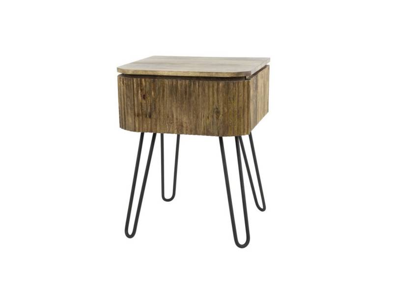 Feeling4Home Nachttisch Nachttisch Vagula mit Metallgestell - Mangoholz Natur, mit Schublade, modernes Design mit Wellenstruktur Feeling4Home Nachttisch Nachttisch Vagula mit Metallgestell - Mangoholz Natur, mit Schublade, modernes Design mit Wellenstruktur von Feeling4Home