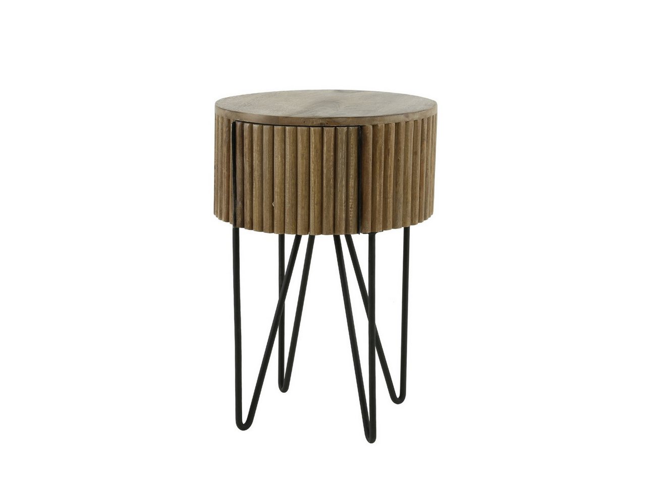 Feeling4Home Nachttisch Runder Nachttisch Vagula - Mangoholz massiv Natur, mit Schublade, Lamellen-Design mit Leistengriffe Feeling4Home Nachttisch Runder Nachttisch Vagula - Mangoholz massiv Natur, mit Schublade, Lamellen-Design mit Leistengriffe von Feeling4Home
